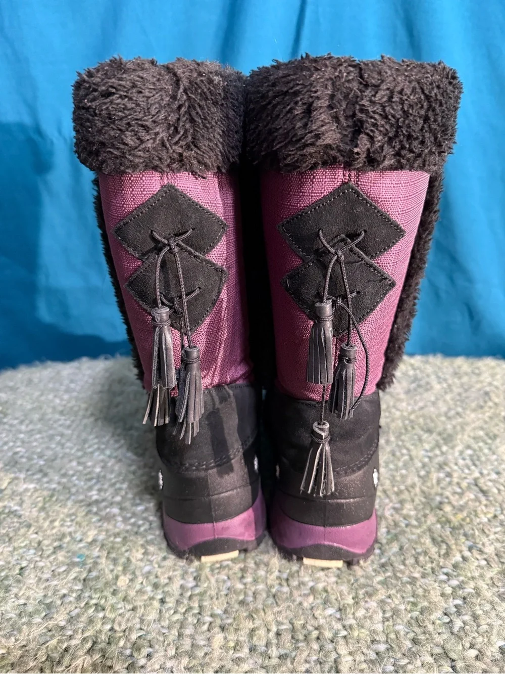 Baffin Adele Junior Kids Purple Winter Snow Boots with Faux Fur Trim